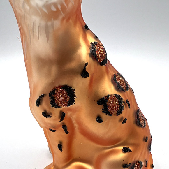 Cheetah Animal Glass and Glitter Christmas Ornament, 4.25" Tall EUC - Picture 3 of 10